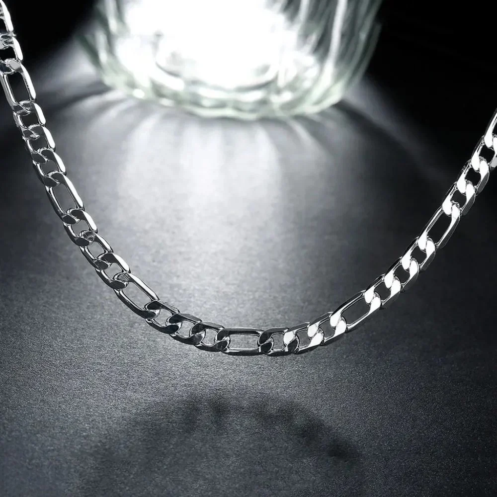 Awesome 22 Inch Figaro Chain 6mm Wide, Stamped 925 Solid Sterling Silver - Picture 6 of 7